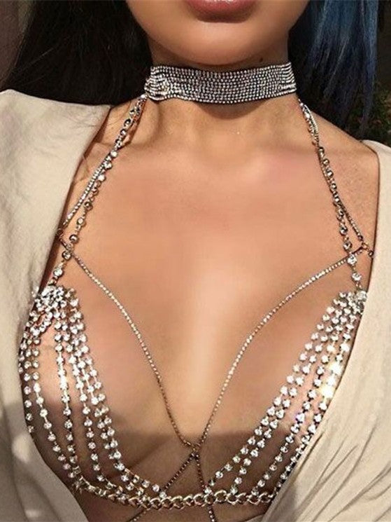Rhinestone bra chain