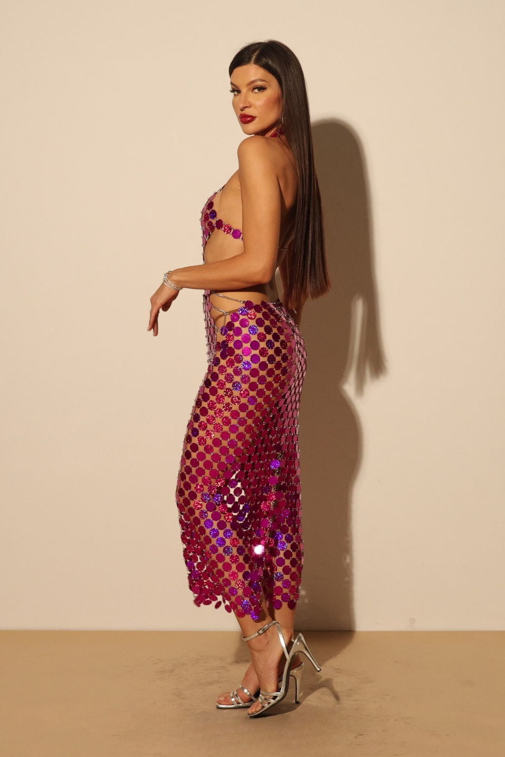 Fuchsia Radiance Sequin Maxi Dress