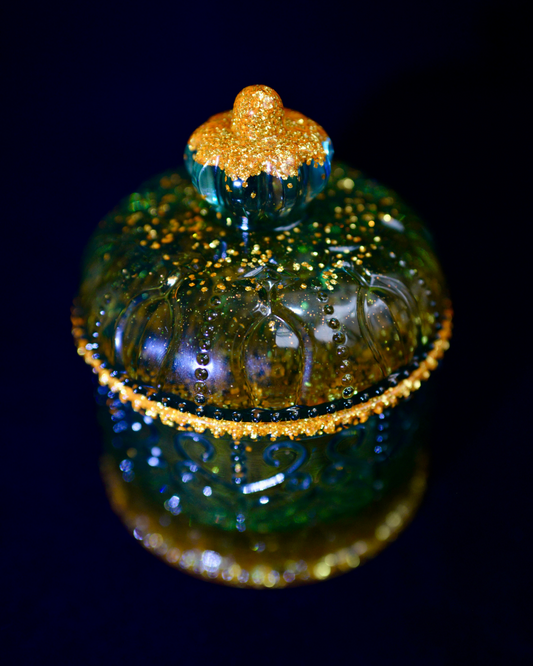 Green & Gold Resin Trinket Jar