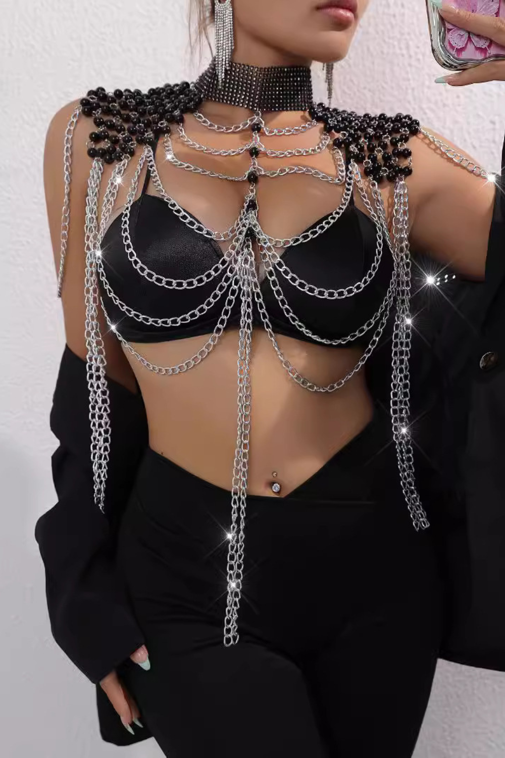 Pearl Sling Metal Body Chain