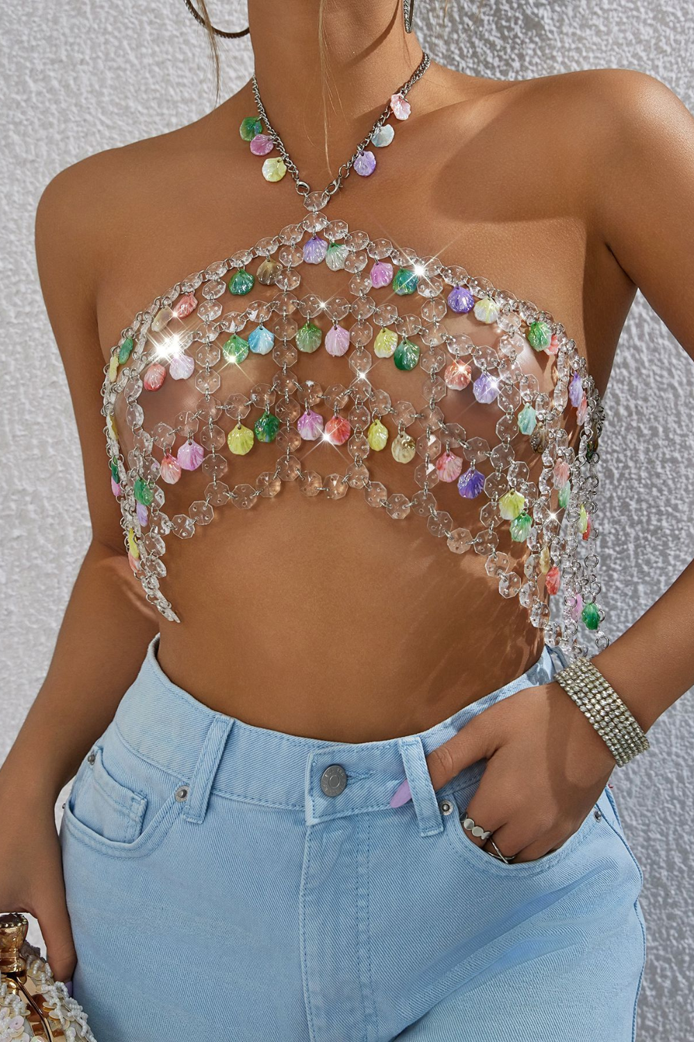 Hollow Out Backless Acrylic Crystal Top