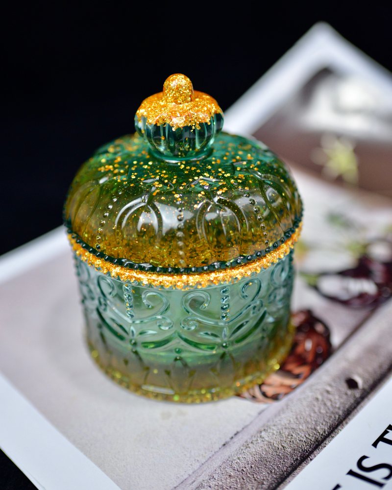 Green & Gold Resin Trinket Jar