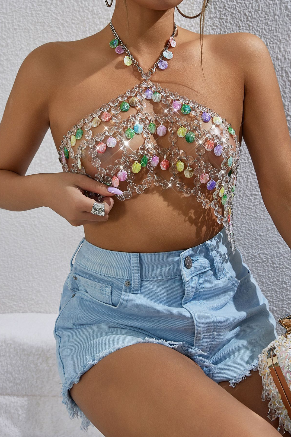 Hollow Out Backless Acrylic Crystal Top