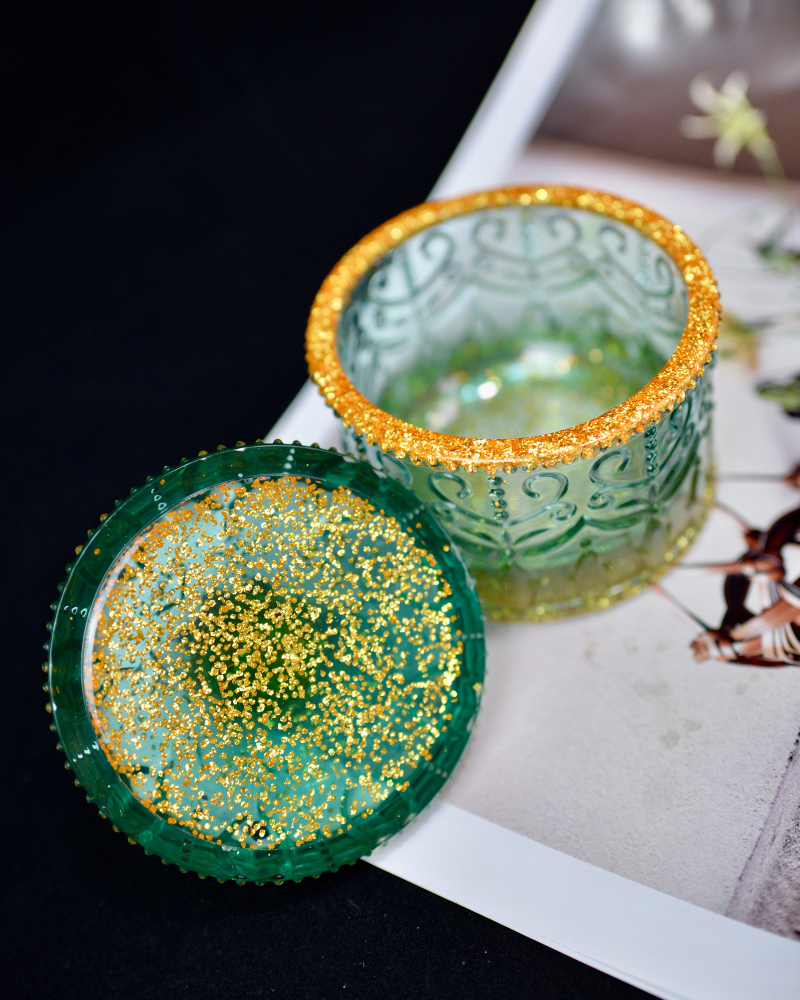 Green & Gold Resin Trinket Jar