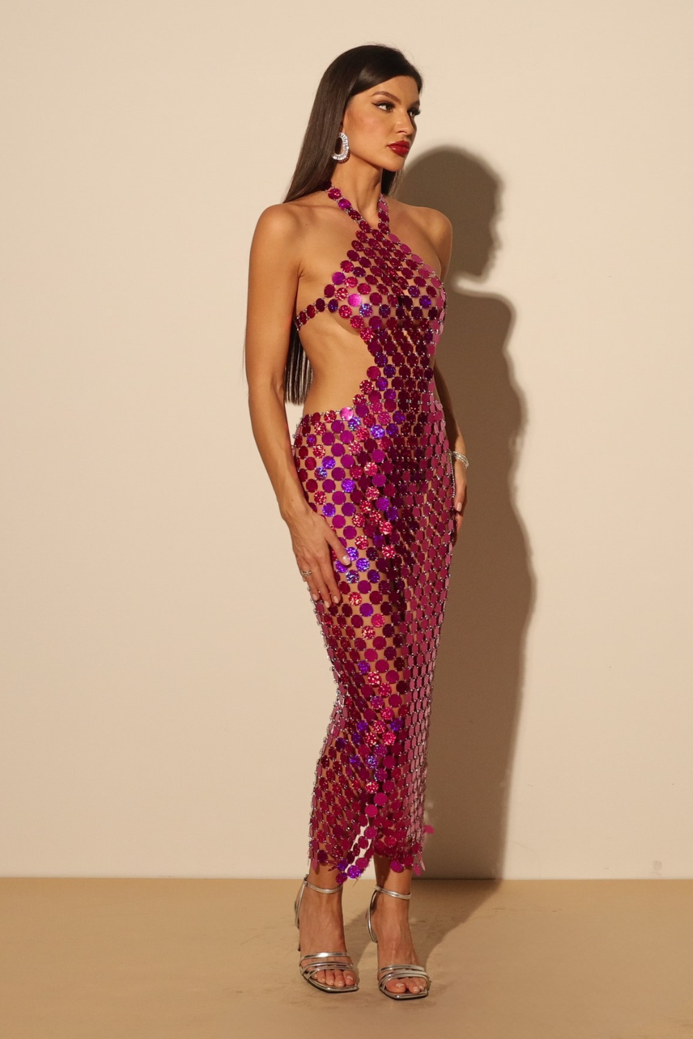 Fuchsia Radiance Sequin Maxi Dress