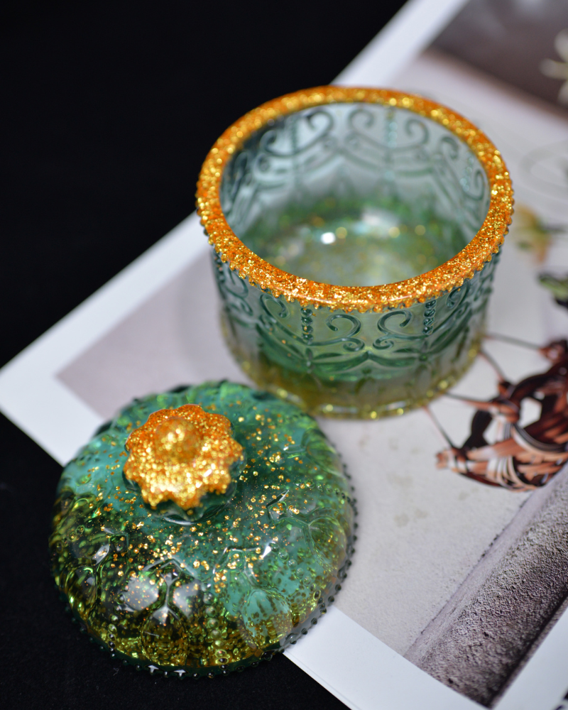 Green & Gold Resin Trinket Jar