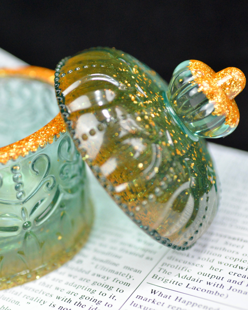 Green & Gold Resin Trinket Jar