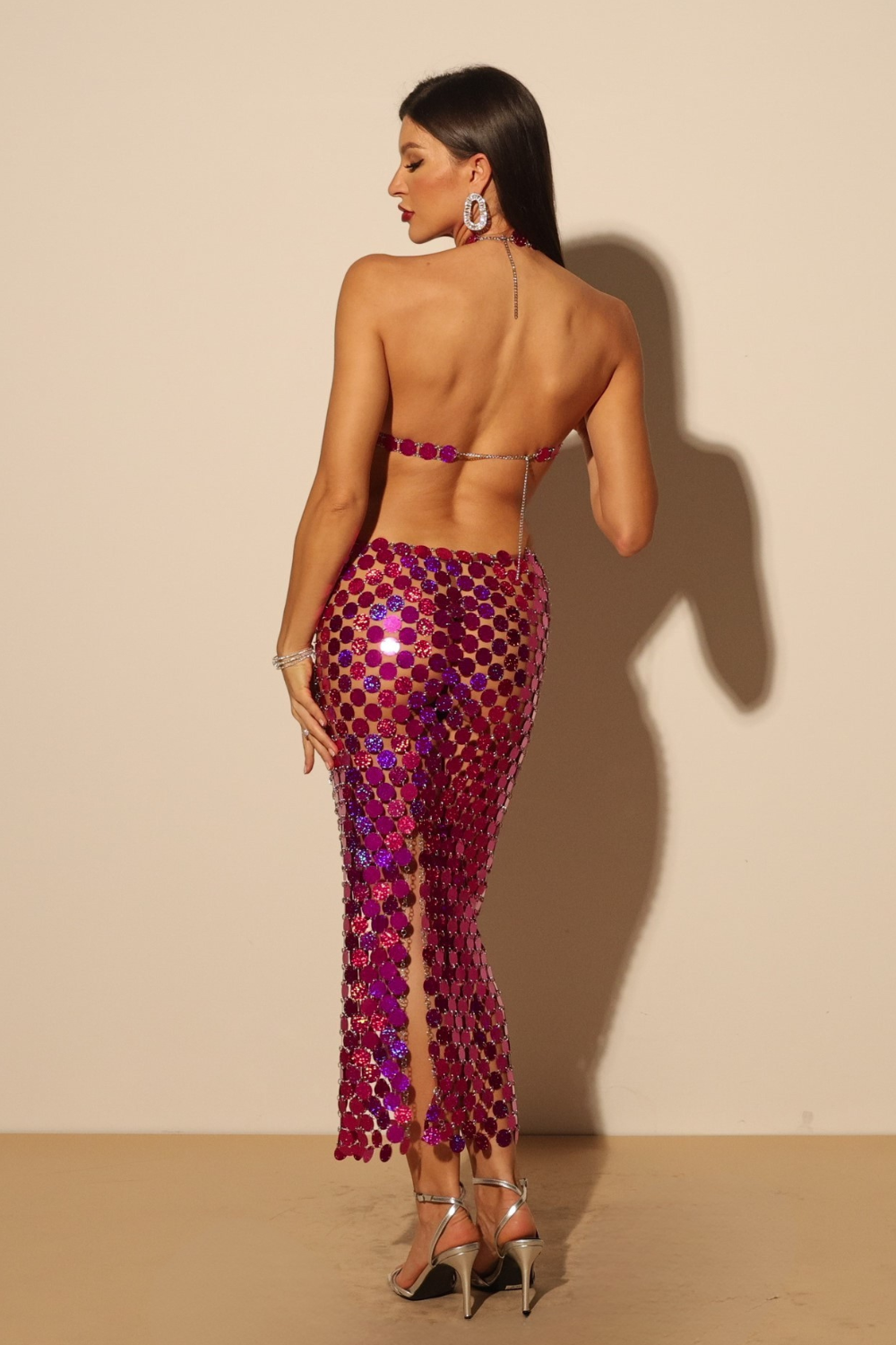 Fuchsia Radiance Sequin Maxi Dress