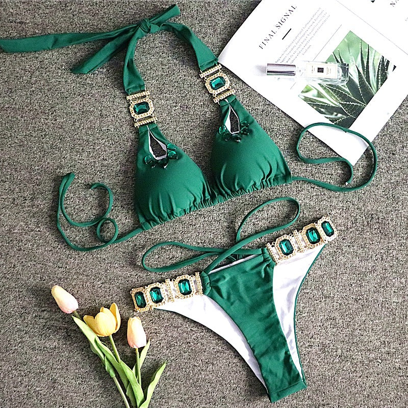 Rhinestone bikini hot sale set